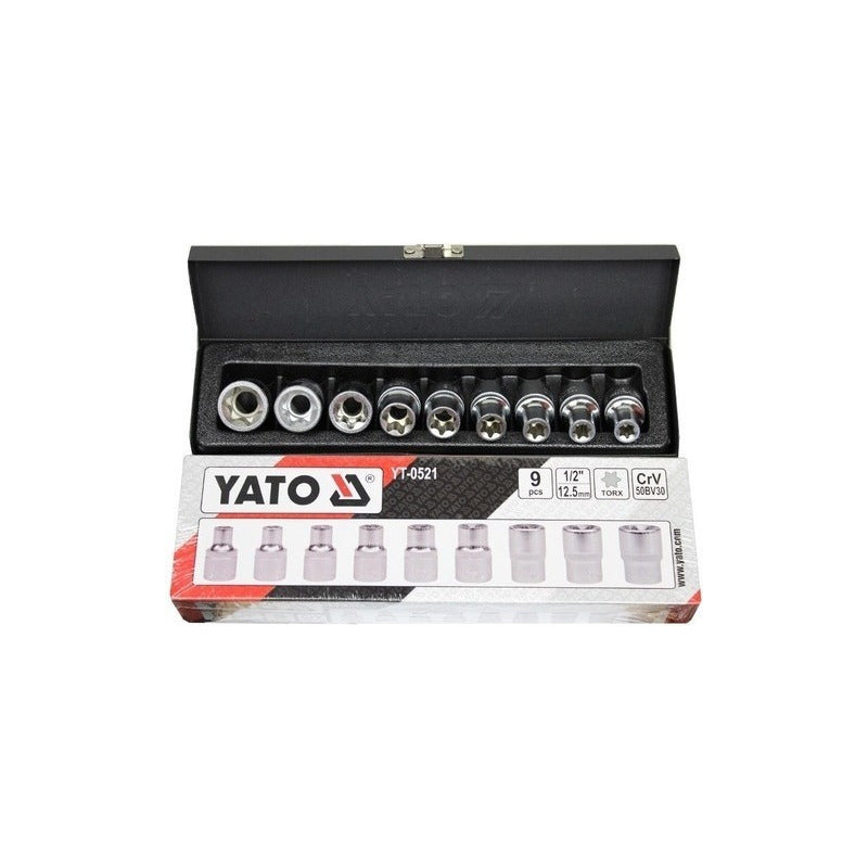 Juego Dados Hembra Torx 1/2 9pcs Yt-0521 - Yato Negro