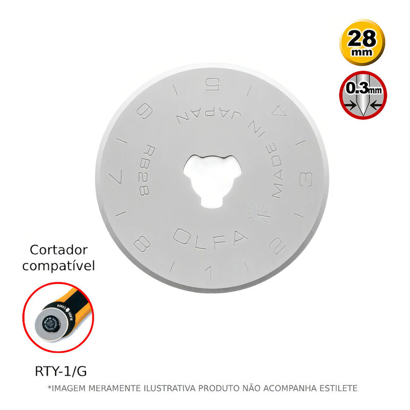 Cuchillas Rotativas Olfa Rb28-2 28mm Pack 2 Unidades Para Cortador Rty-1/g
