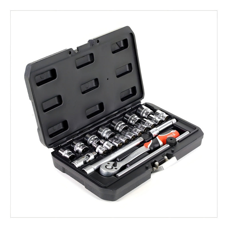 Juego De Dados [ ] 3/8 22 Piezas - Yato Yt-38561 Negro