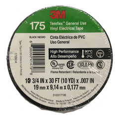 3m 9mt 175 Negra Cinta Aisladora Pvc 19mm 0,177mm 600v -7ºc Negro Liso