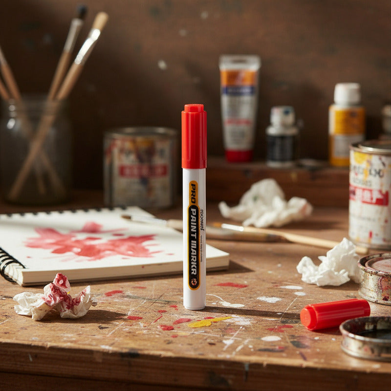 Marcador Óleo Monami Pro Paint Rojo Punta Redonda Resistente Agua