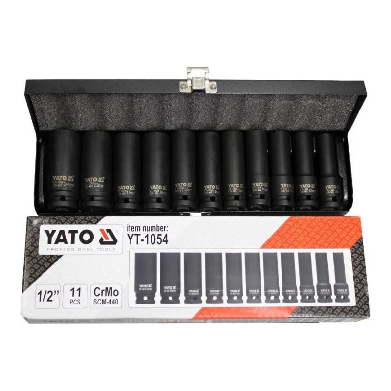 Juego De Dados De Impacto Largos Cuad. 1/2  Yato Yt-1054