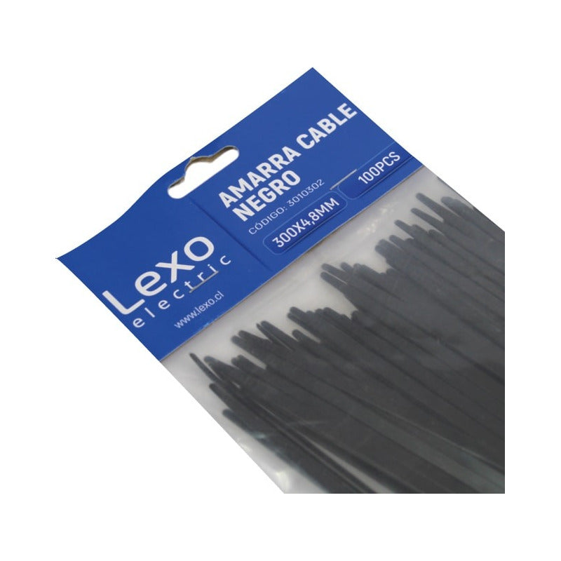 Amarra Plástica Negra 300 X 4,8 Mm 100u Lexo Negro